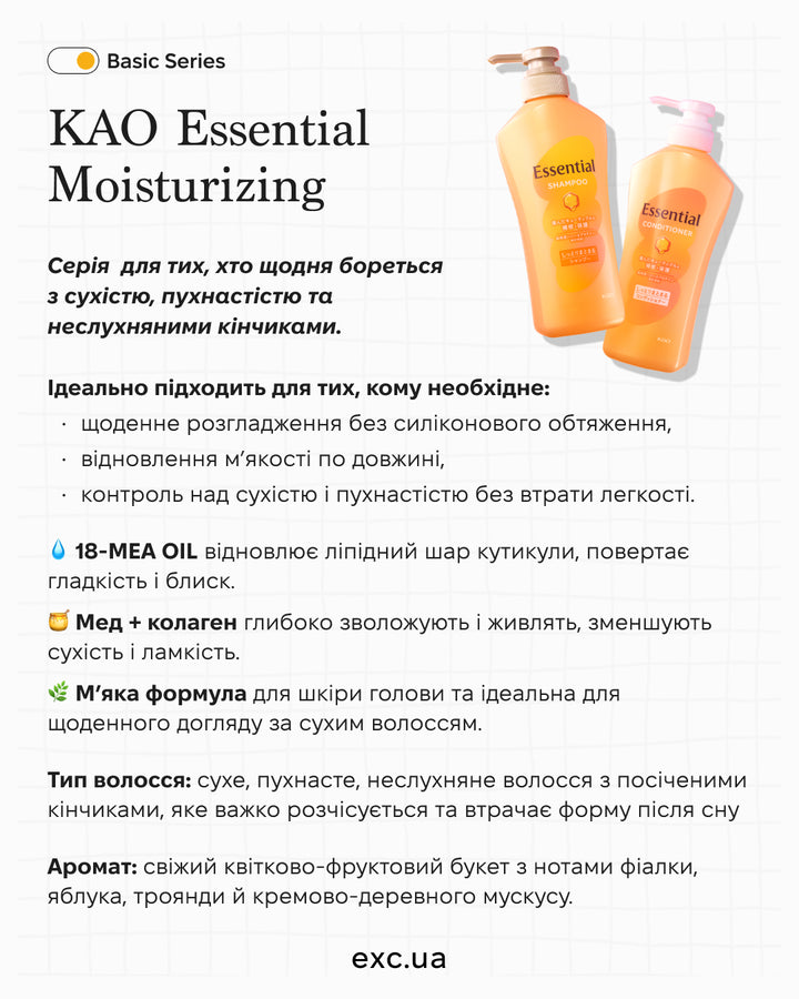 Шампуні KAO Essential Shampoo Moisturizing- EXC.UA 