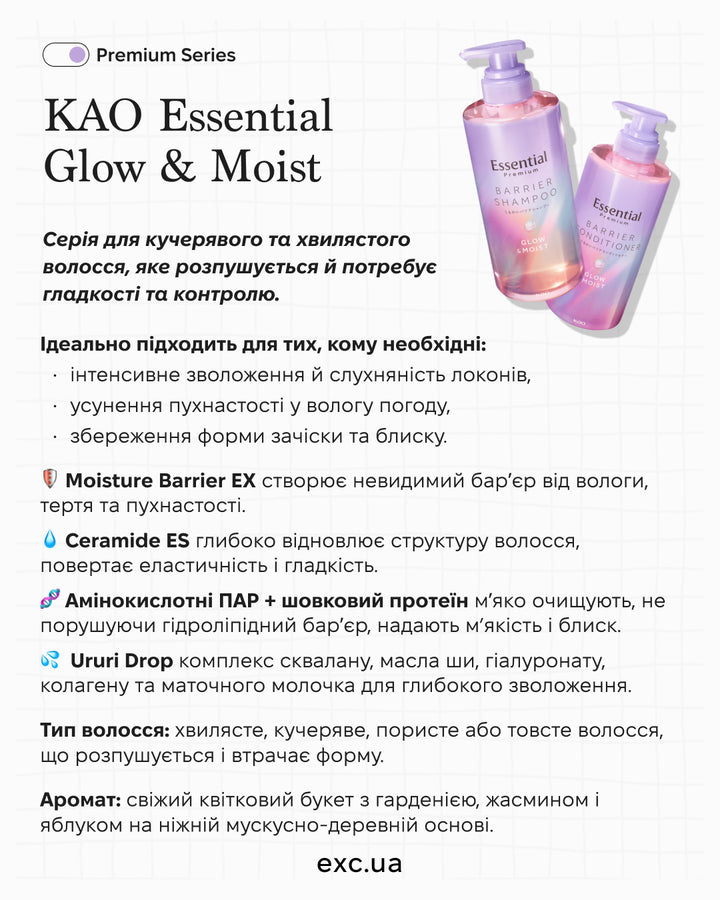 Шампуні KAO Essential Barrier Shampoo Glow Moist- EXC.UA 