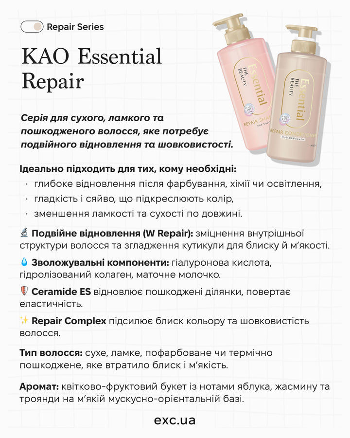 Шампуні Kao Essential The Beauty Repair Shampoo- EXC.UA 