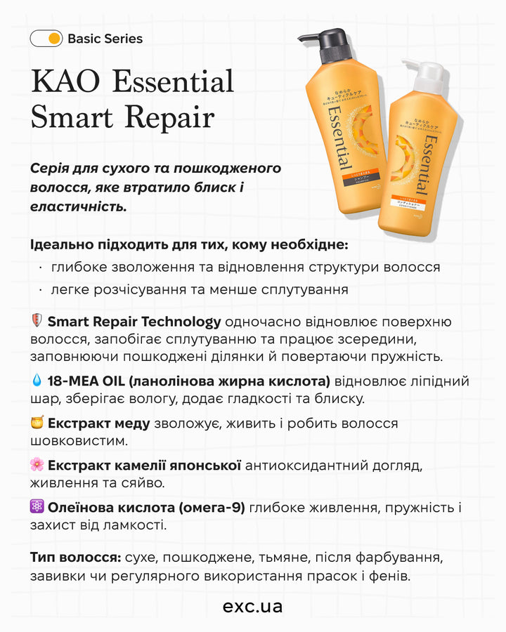 Шампуні Kao Essential Shampoo Smart Repair- EXC.UA 