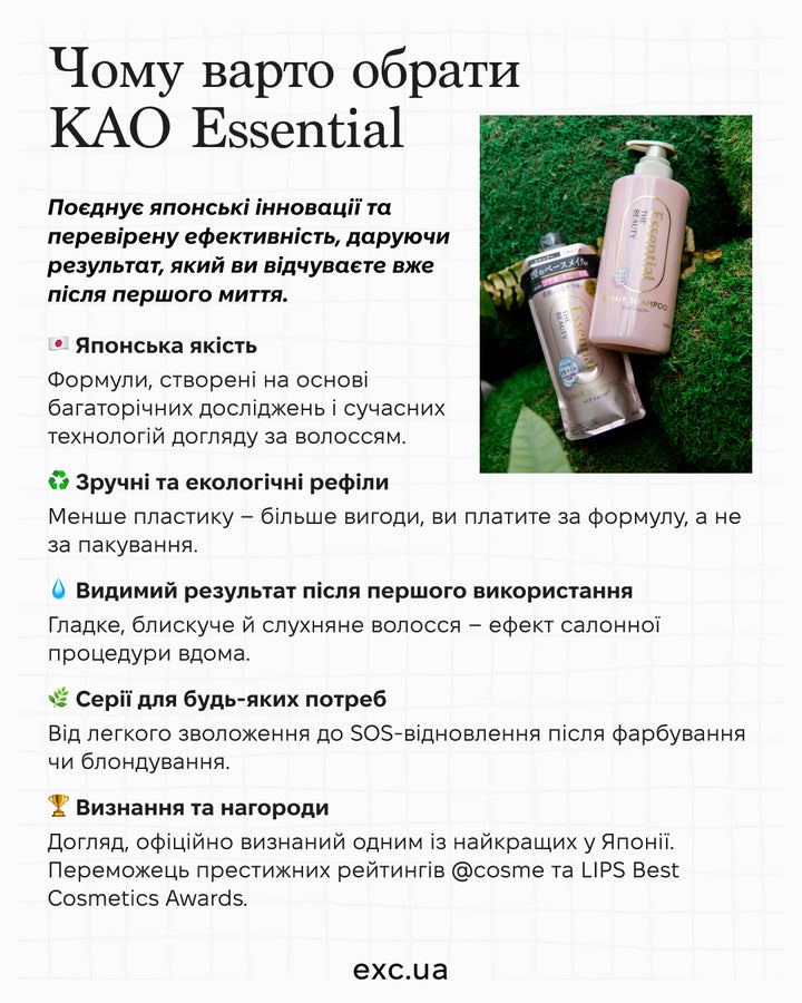 Шампуні Kao Essential The Beauty Repair Shampoo- EXC.UA 
