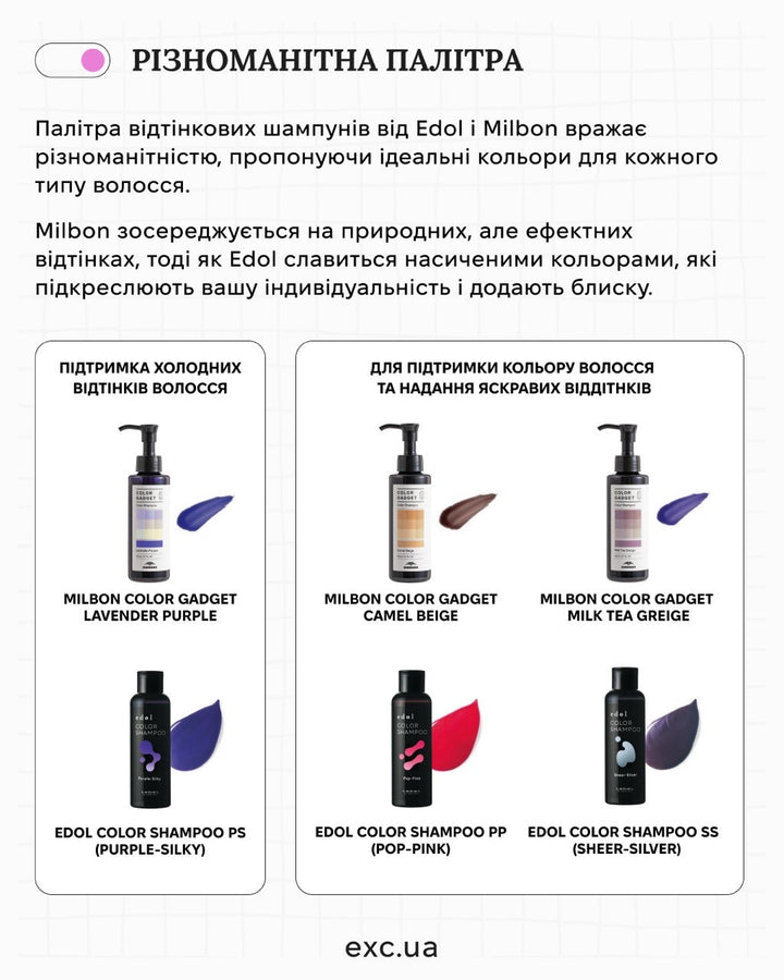Шампуні Milbon Color Gadget Shampoo Camel Beige- EXC.UA 