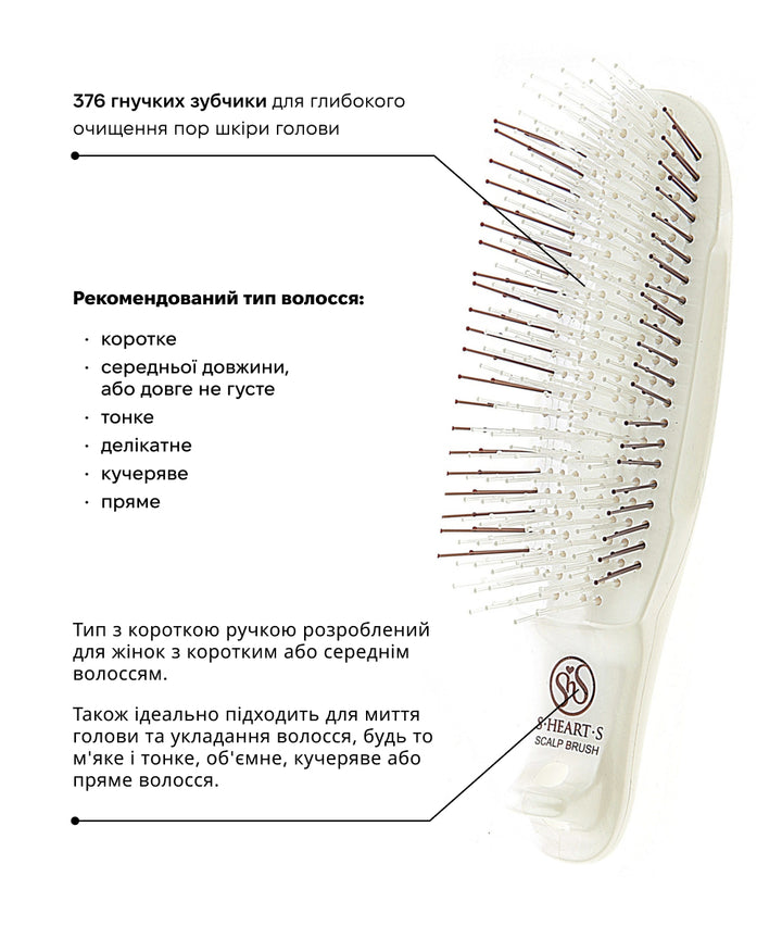 Гребінець S-HEART-S Scalp Brush COM White (Regular)- EXC.UA 