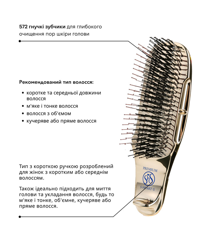 Розчіска S-HEART-S Scalp Brush World Premium Short Champagne Gold Gift Box- EXC.UA 