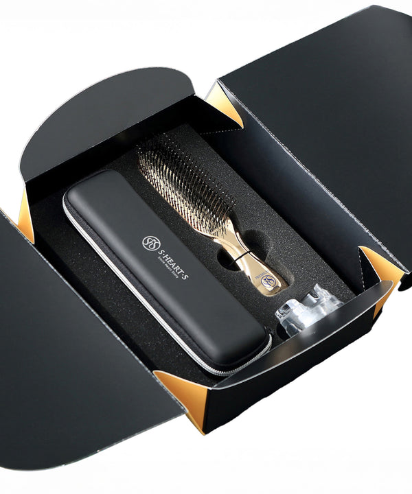 S-HEART-S Scalp Brush World Premium Long Champagne Gold Gift Box