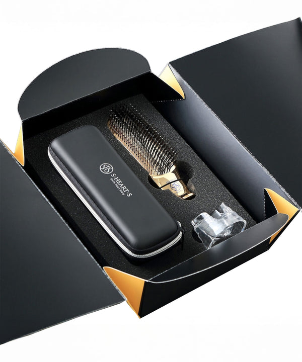 S-HEART-S Scalp Brush World Premium Short Champagne Gold Gift Box